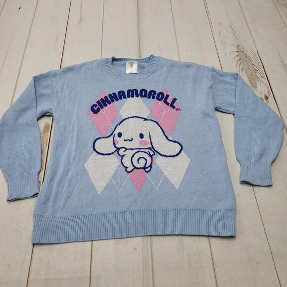 Sanrio Cinnamoroll log swetaer argyle blue bunny - Picture 2 of 7